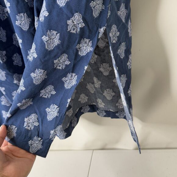 J Jill Top Womens Size L Seaside Woodblock Tunic Rayon 3/4 Sleeve Boho Coastal - Picture 6 of 12